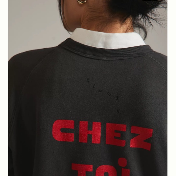 Clare V Chez Moi Chez Toi Charcoal Color Sweatshirt Size S - Picture 4 of 11
